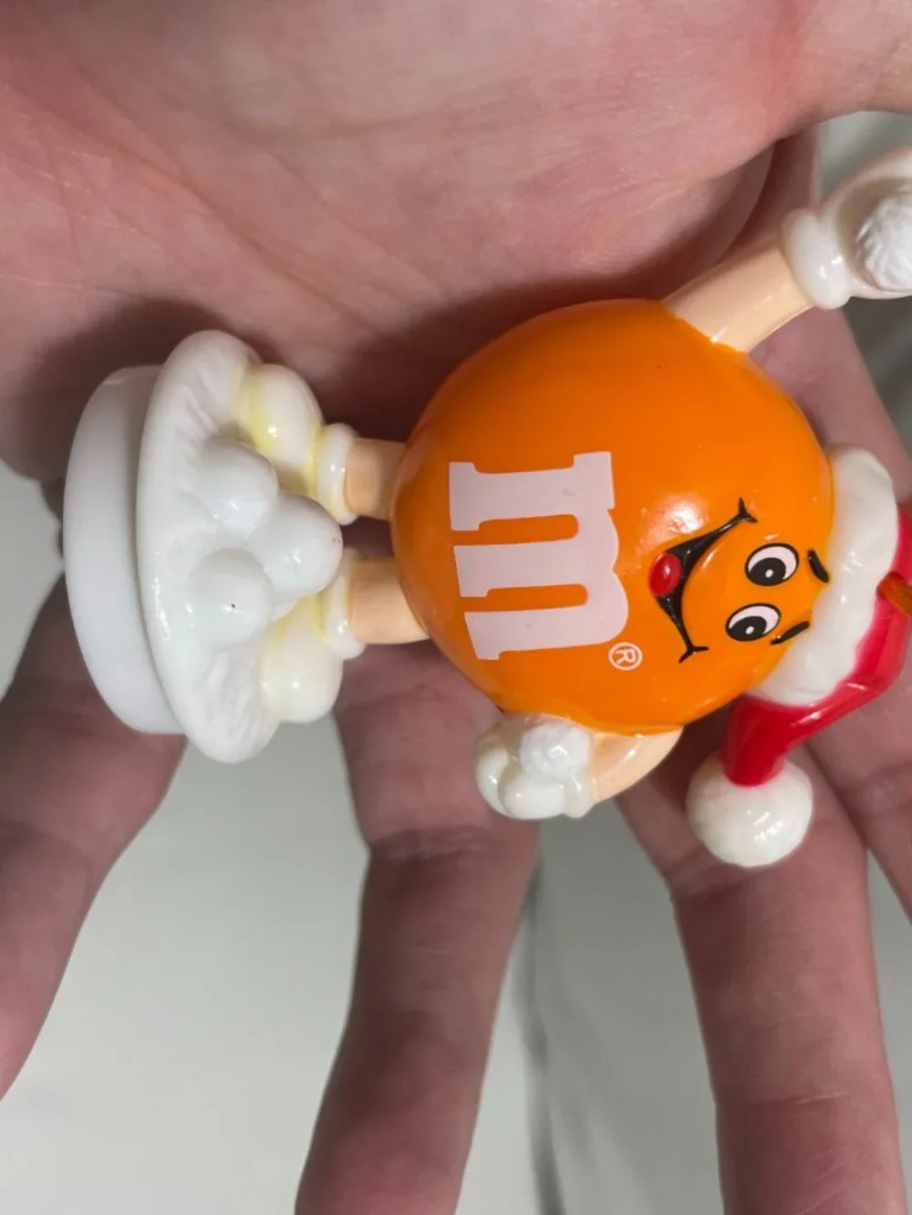 M&M's Orange Christmas Candy Character Ornament Figure Santa Hat 1990 Holiday